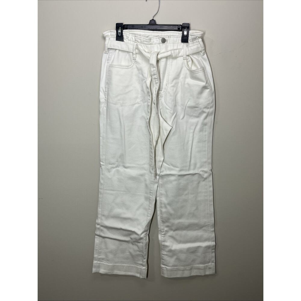 J Crew Jeans Womens 26 White Paperbag Tie Belt Wide Leg Denim Jean 26" Inseam